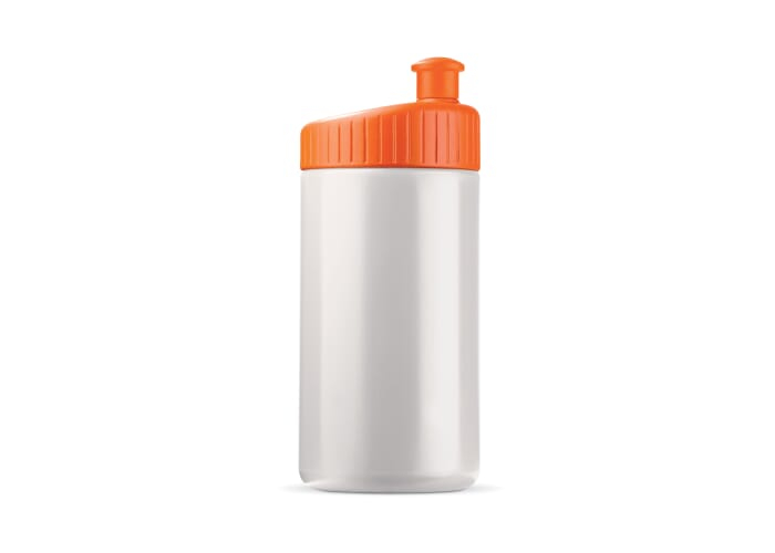 Gourde publicitaire sport Design 500 ml Blanc / Orange